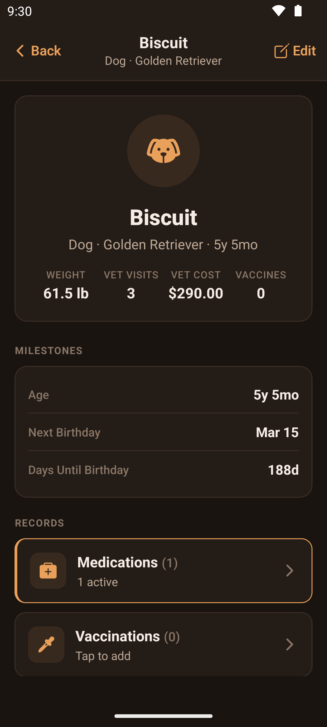 PawJournal screen 2