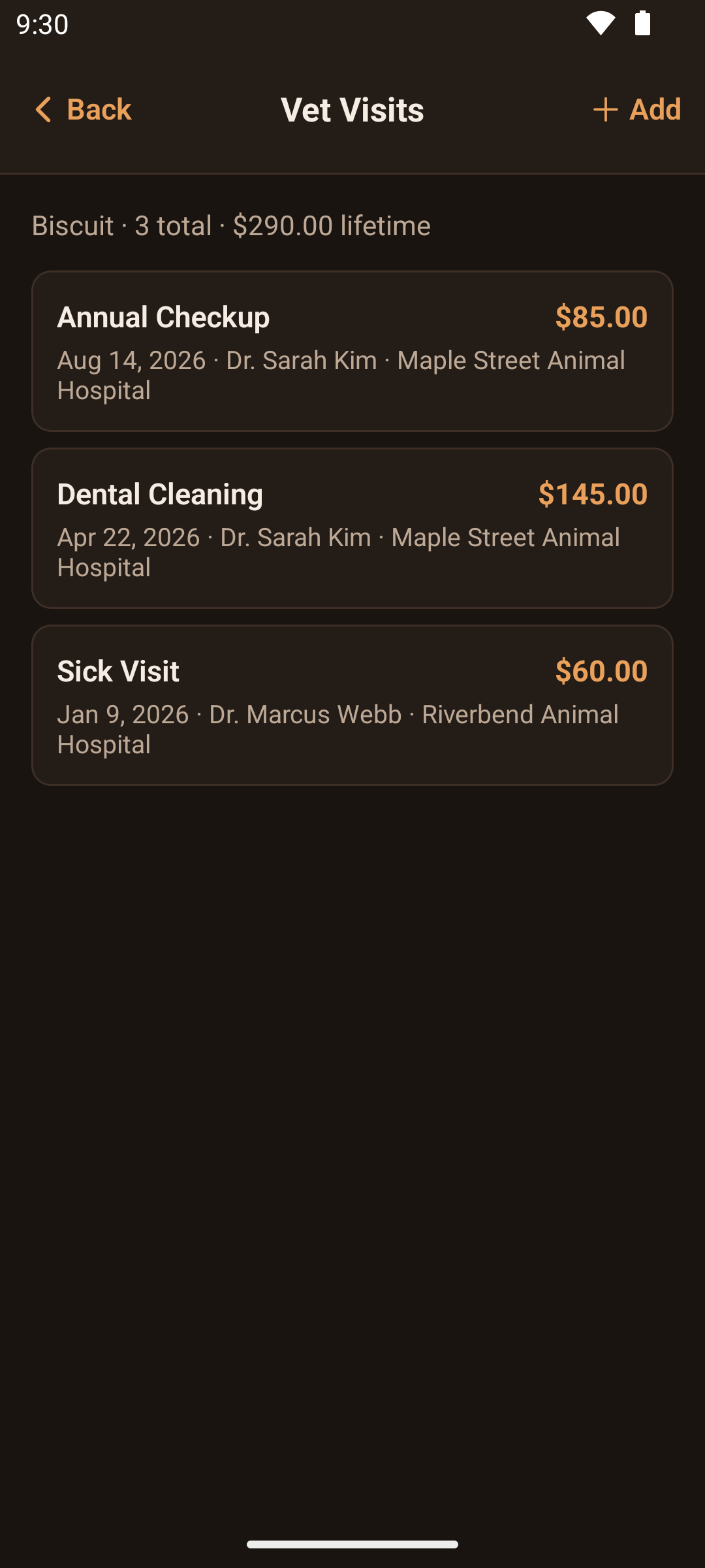 PawJournal screen 3